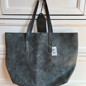 Gray T-shirts and jeans Vegan Suede Leather Tote NWT